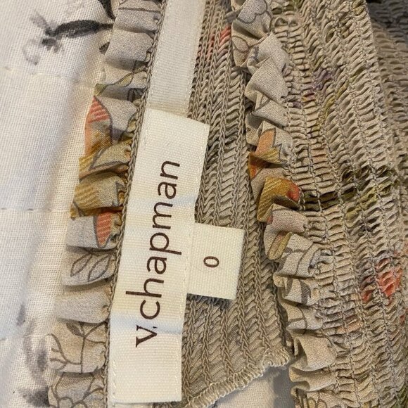 V. CHAPMAN Lucca Top Floral Ruffle Long Sleeve Cotton Silk Blouse Top Size 0 - Picture 8 of 10